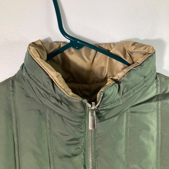 Anne Klein Reversible Down Puffer Jacket Green M Nylon Polyester Down - Picture 6 of 10